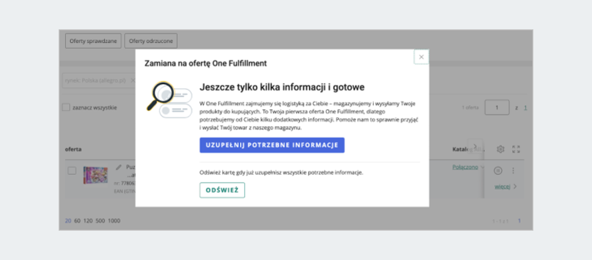 nowe okno: Zamiana na ofertę One Fulfillment