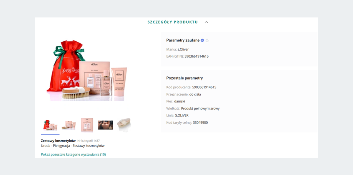 zrzut z ekranu: zestaw producencki w Katalogu produktów Allegro