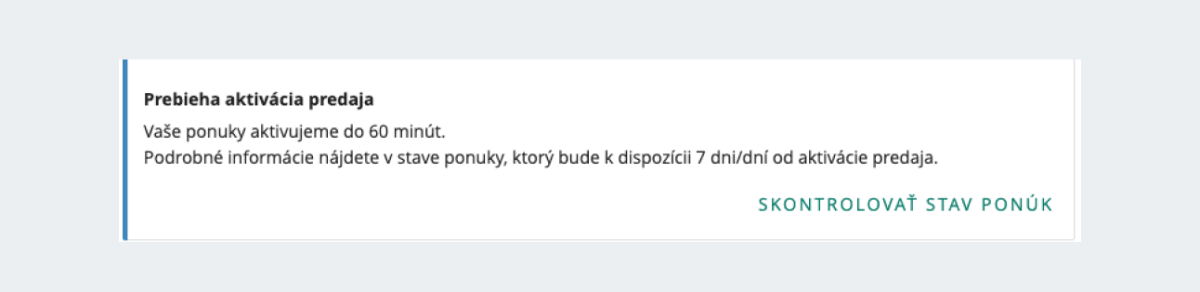 Prebieha aktivácia predaja