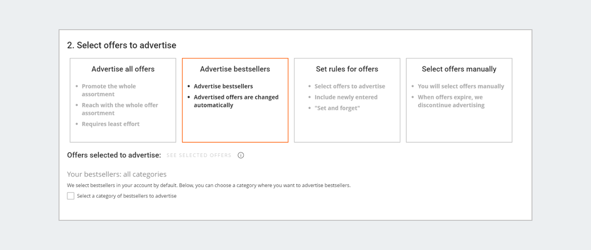 Select offers to advertise