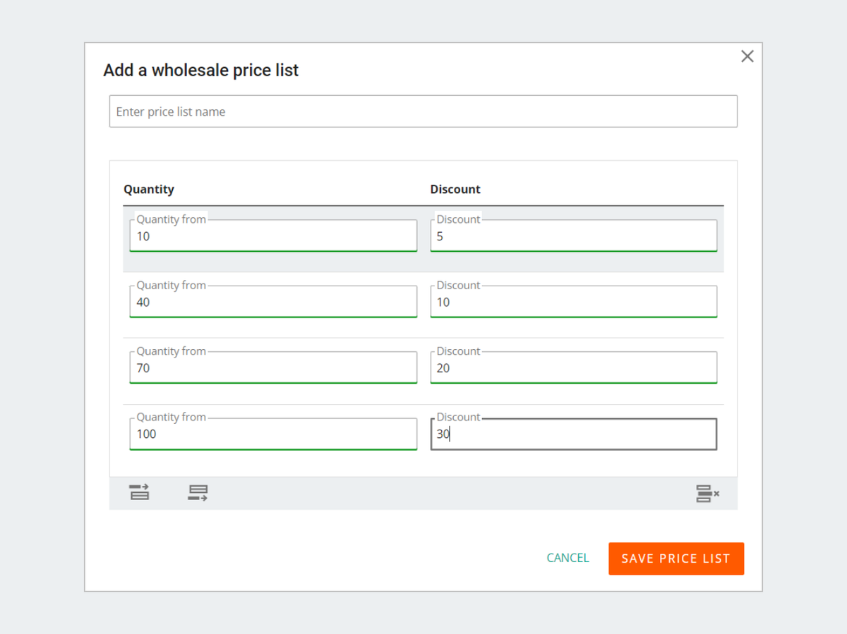 add a price list