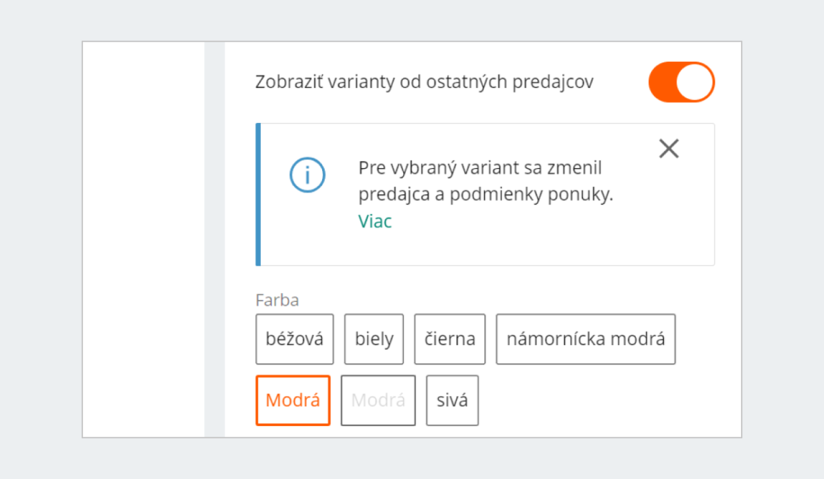 Pre vybraný variant sa zmenil predajca a podmienky ponuky