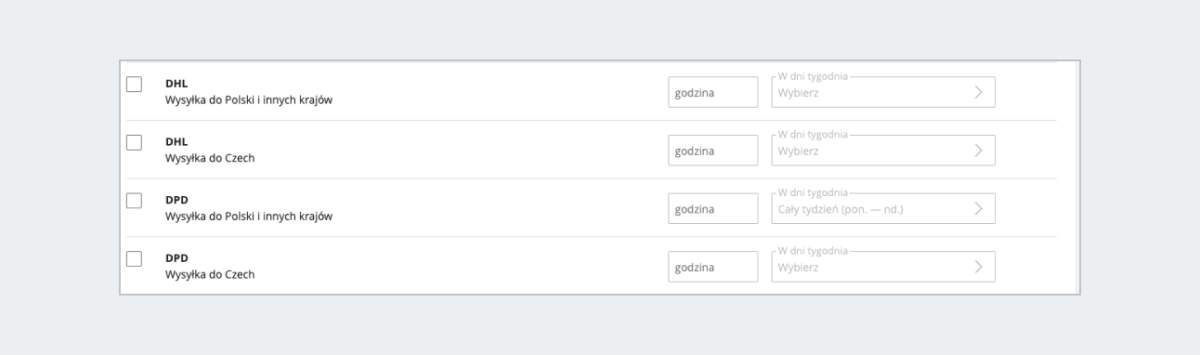 ustawienia godzin składania zamówień