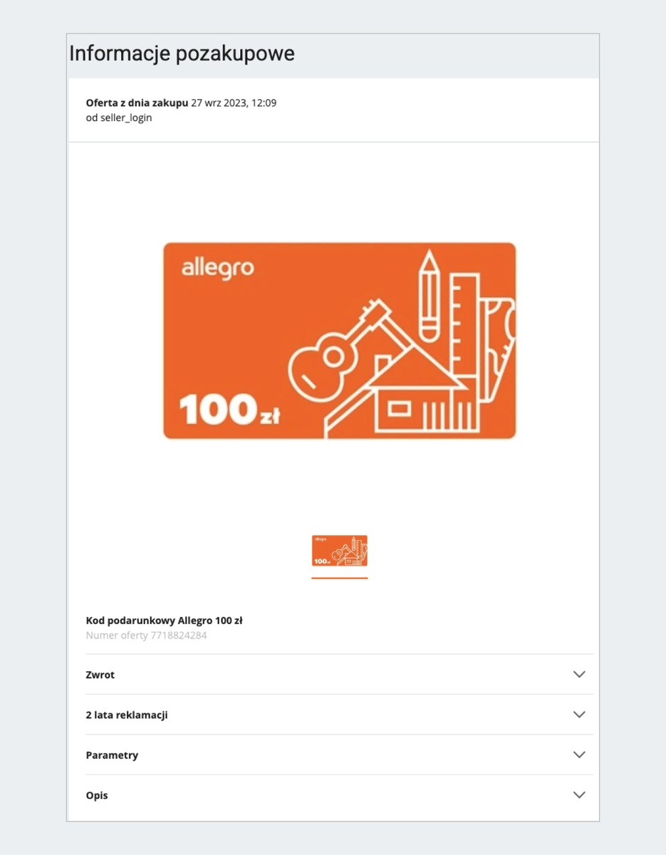 informacje pozakupowe
