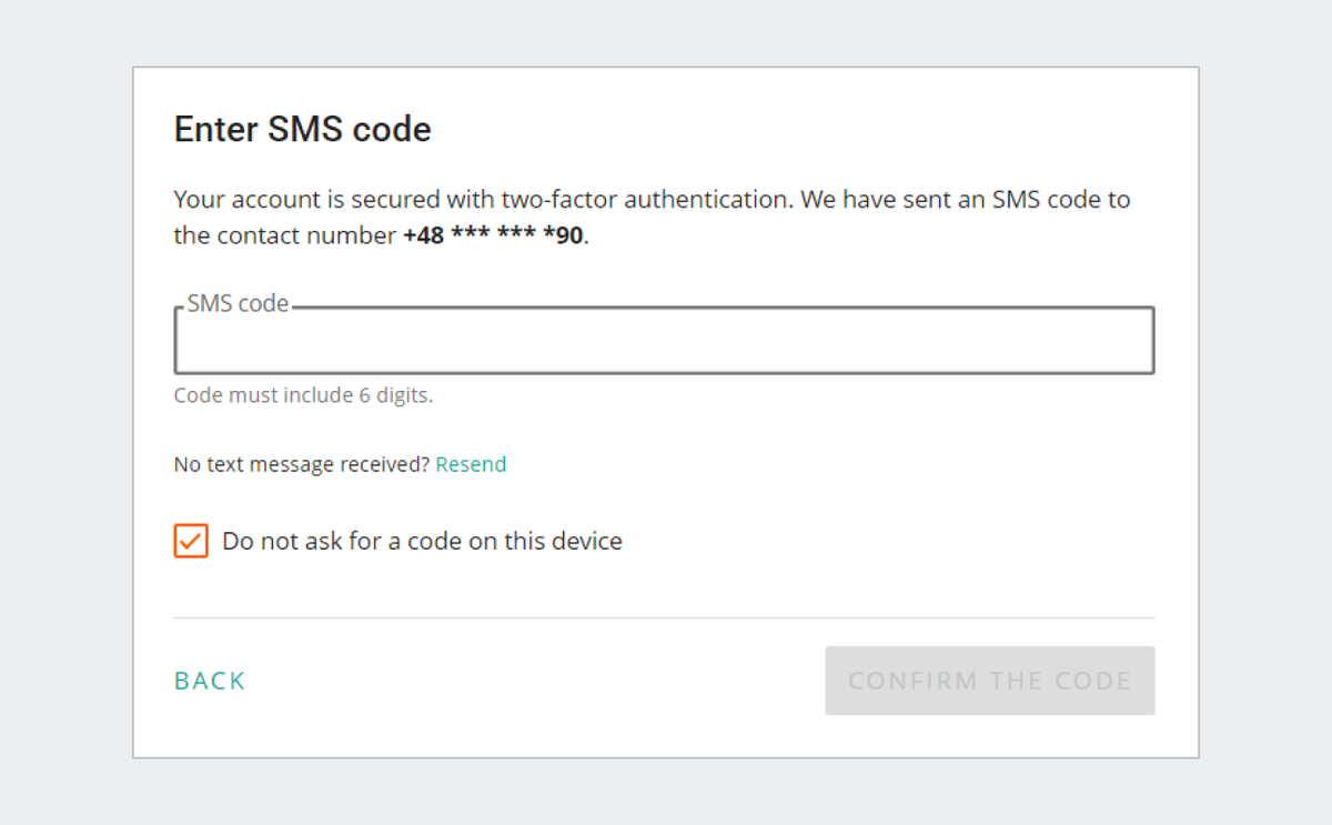 SMS code