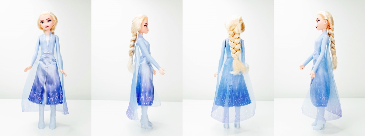 Bábika Elsa - pohľad spredu, zozadu a zboku