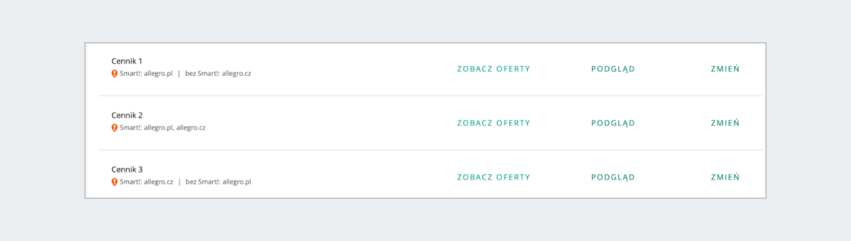 Oznaczenie Smart! przy cennikach dostaw