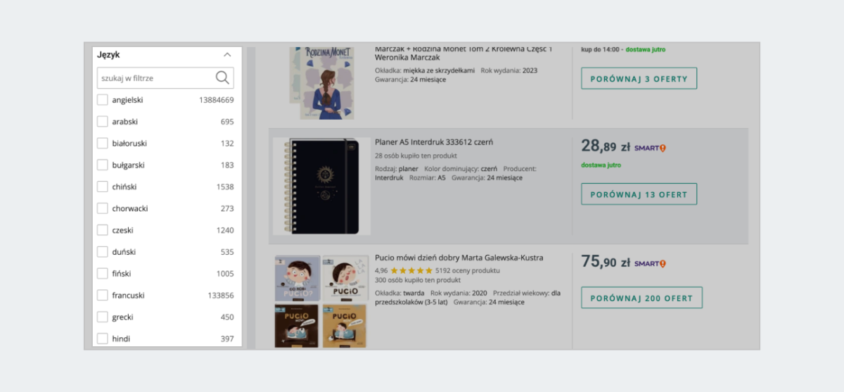 Parametr Język w kategorii Książki i komiksy