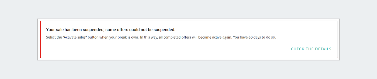 Suspending sales - report