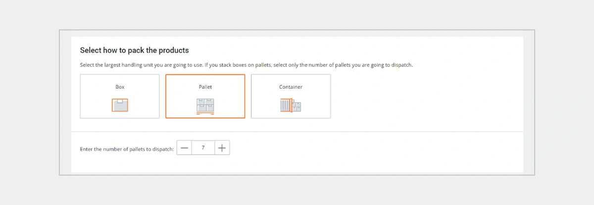 select how to pack the products