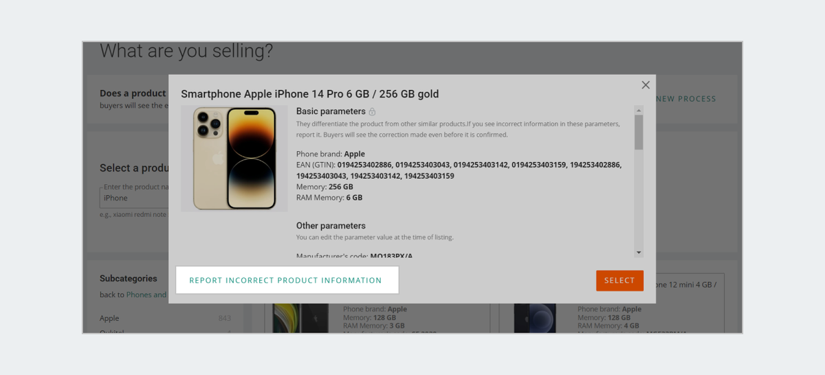 report incorrect product information
