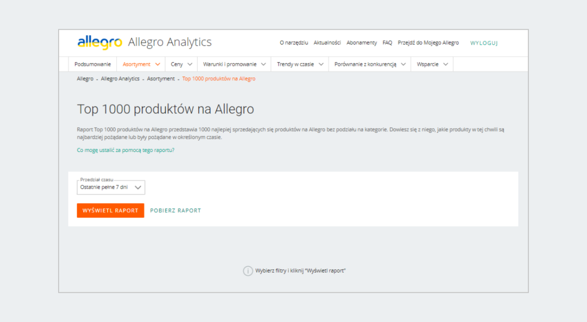 Top 1000 produktow na Allegro