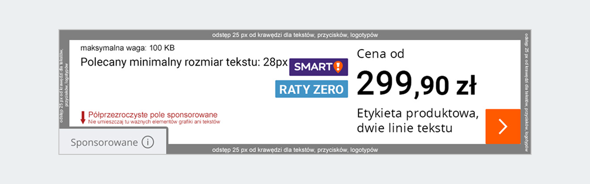 przykład reklamy banerowej; marginesy; mweb; kwota; napis sponsorowane