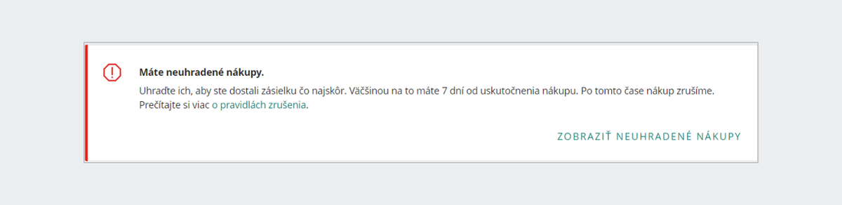 Máte neuhradené nákupy