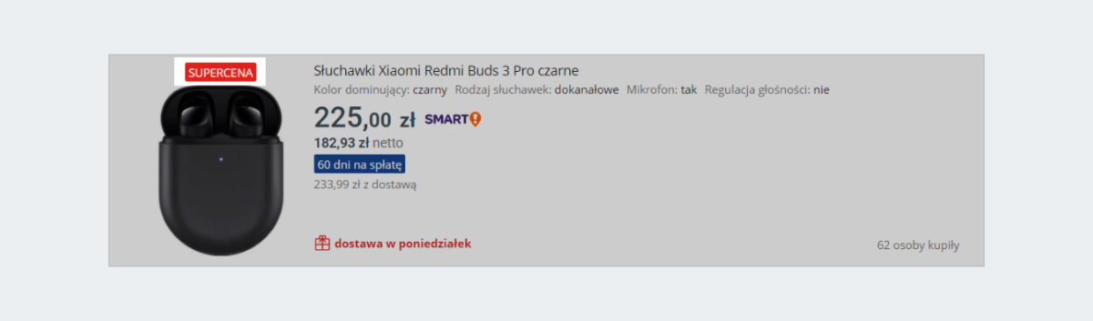 Czerwone oznaczenie SUPERCENA