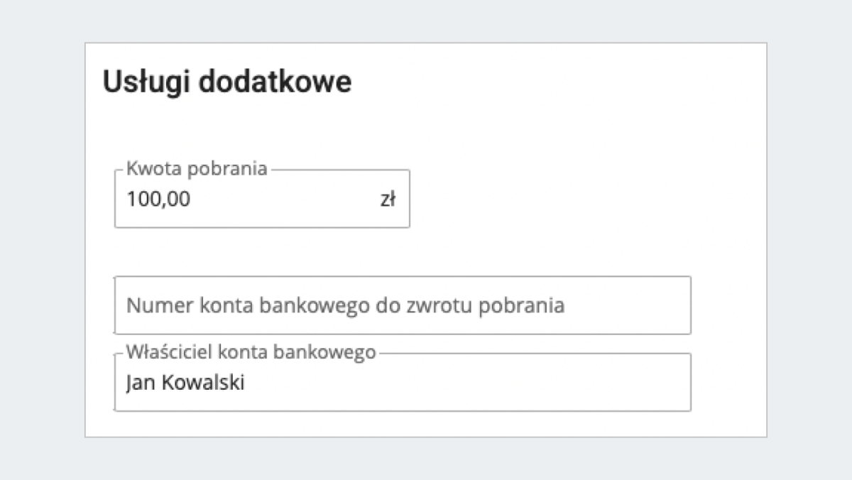 Sekcja Usługi dodatkowe przed 28 czerwca 2023