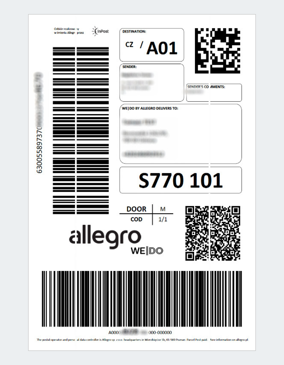 Allegro International Shipping Label