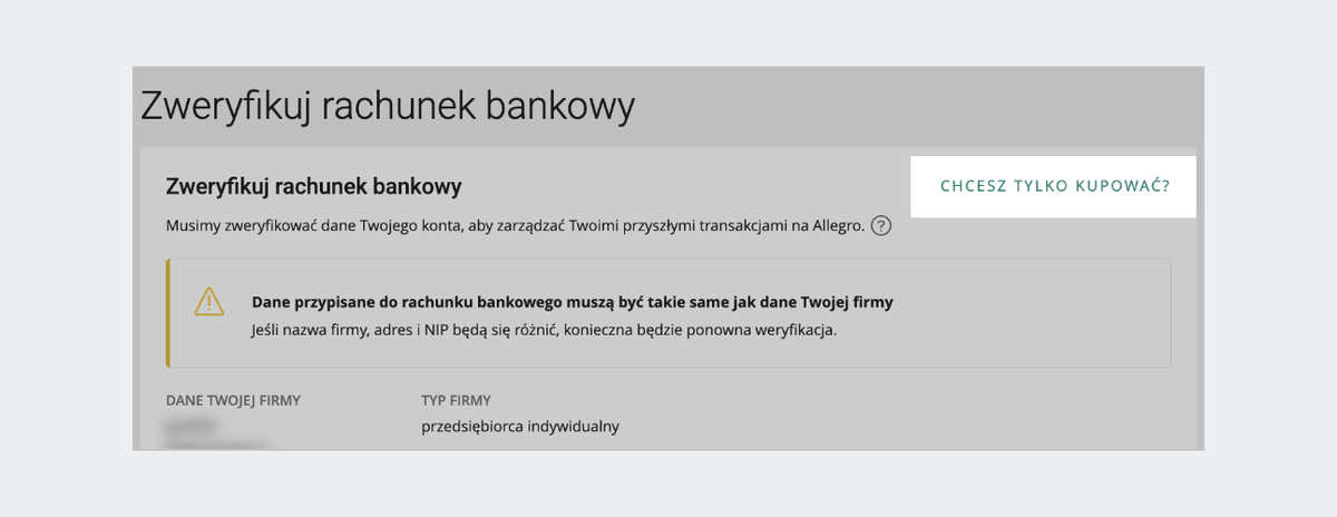 przycisk na formularzu potwierdzania rachunku bankowego