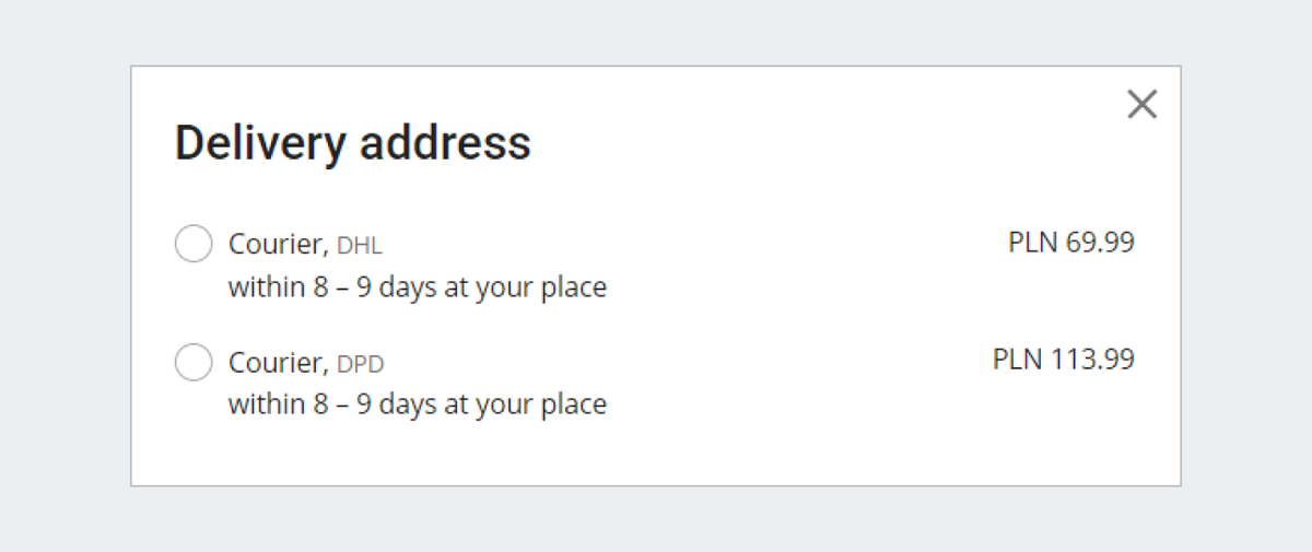 delivery options