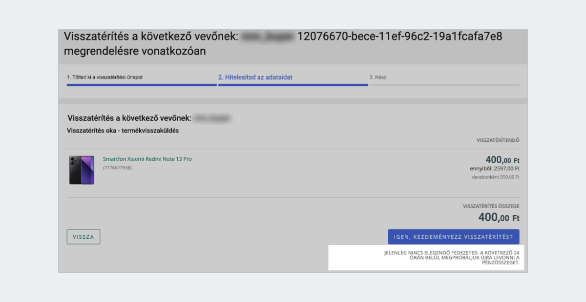 Nincs elég pénz a visszatérítéshez