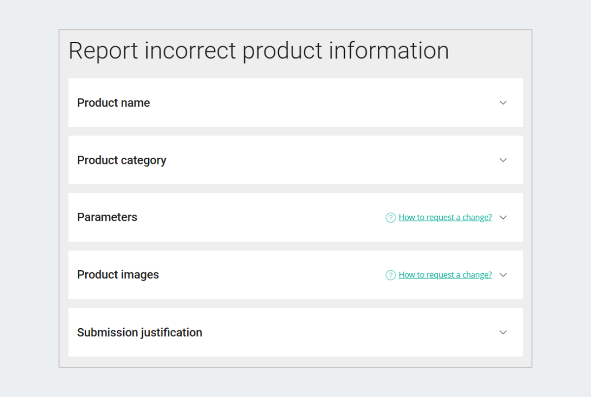reporting incorrect product information
