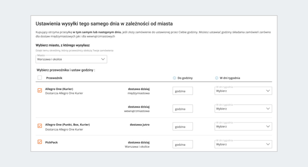 Dostawy międzymiastowe