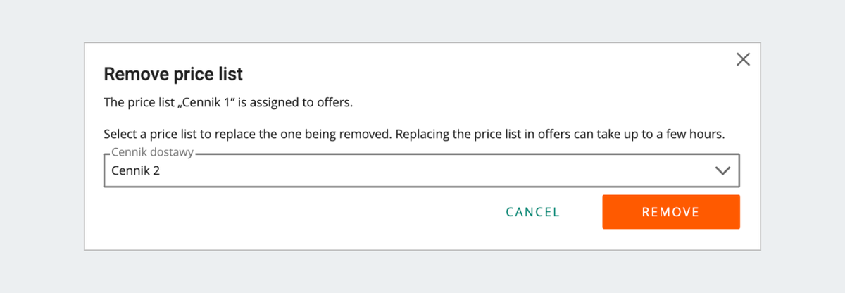 remove price list