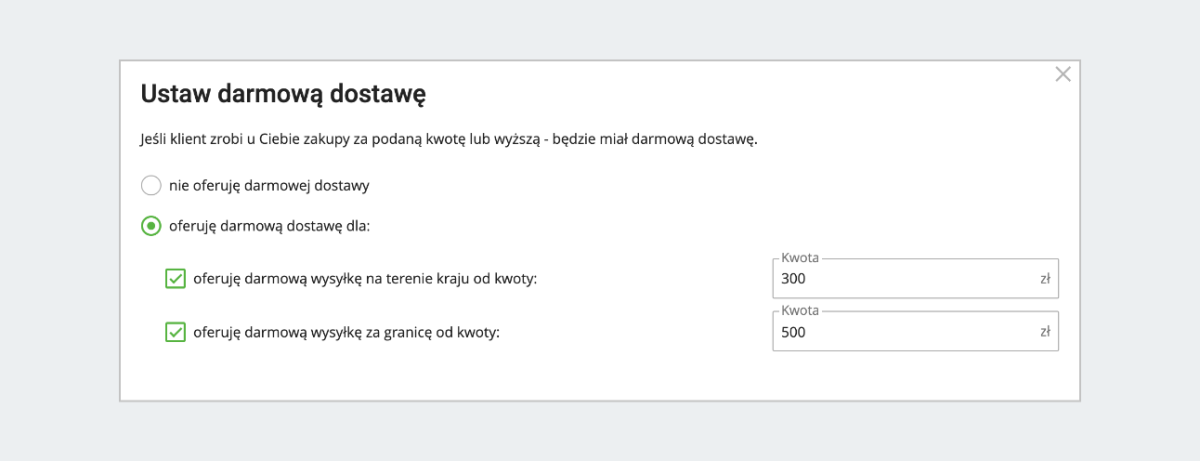 ustawienia progu dostawy 22x