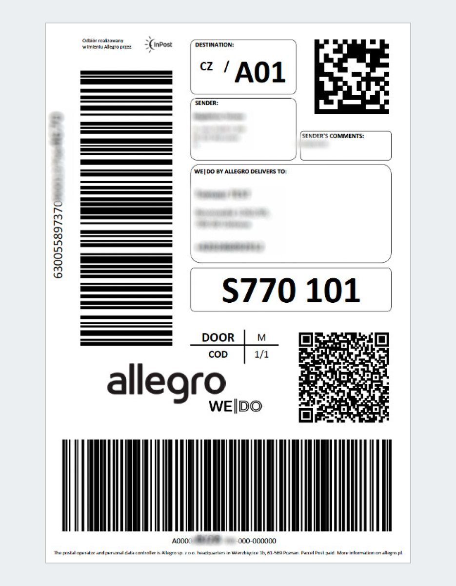 Allegro International Shipping Label
