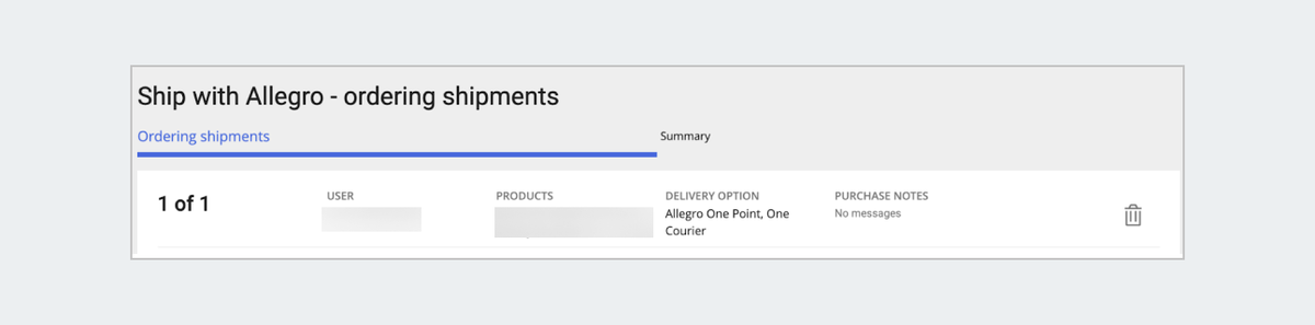 ordering parcels