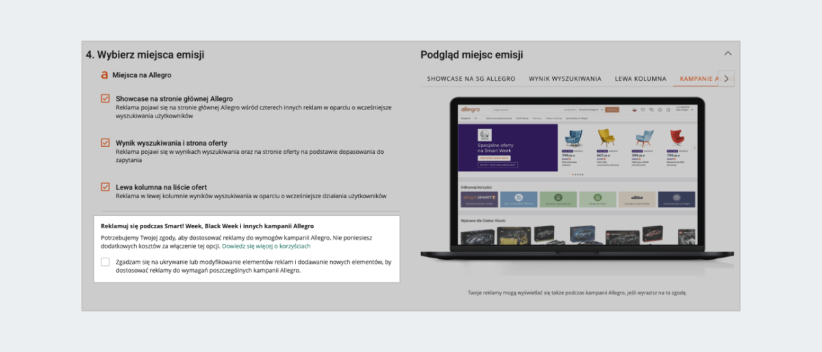 reklama szablonowa miejsce emisji