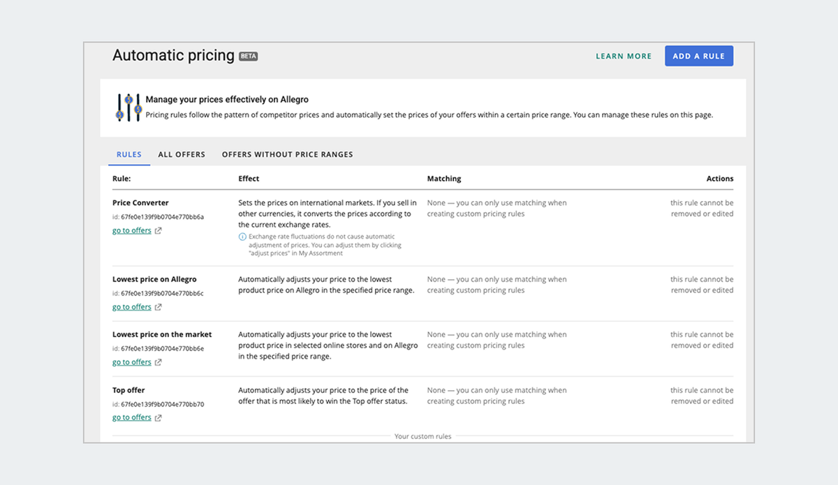 automatic pricing