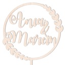 ТОПЕР ДЛЯ СВАДЕБНОГО ТОРТА, ИМЯ ИМЯ СВАДЬБА, КРУГ