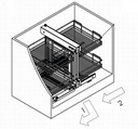 ГРУЗОВАЯ УГЛОВАЯ КОРЗИНА MAGIC 800-900 мм PTJ017EL ЛЕВЫЙ СРЕЗ ГРАФИТ ПОЛНОЕ НИЖНИЕ