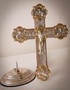 Strieborný pozlátený kríž Misijný kríž ZDOBENÁ klenotníckymi kameňmi Podpisy, označenia bez autorských práv na lícnej strane