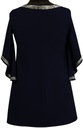 Элегантная формальная блузка-трапеция-туника темно-синего цвета 50