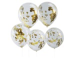 Воздушные шары с золотыми кругами из фольги Конфетти ПРОЗРАЧНАЯ