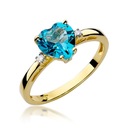 Золотое кольцо с топазом и бриллиантами -СЕРДЦЕ-