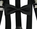 Черные мужские универсальные брючные подтяжки с галстуком-бабочкой