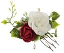 Маленький гребень, розы для волос, бордовое свадебное украшение.