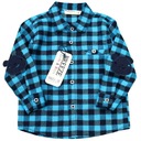 РУБАШКА Клетчатая С НАШИВКАМИ Teddy Bears СИНЯЯ 74/80 GH515