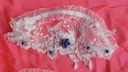 Svadobný podväzok biely so zafírovými perlami Dominujúca farba modrá