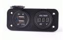 МОТОЦИКЛ-ВОЛЬТМЕТР-ЗАРЯДНОЕ УСТРОЙСТВО 2x USB 2А ПАНЕЛЬ 2-в-1