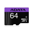 Adata microSDXC Premier 64GB UHS-1 class10 adapter Model AUSDX64GUICL10-RA1