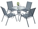 ZESTAW OGRODOWY SZKLANY STÓŁ 4K MEBLE OGRODOWE