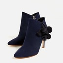 Ботильоны ZARA на высоком каблуке, ТЕМНО-СИНЯЯ БАХРА, размер 41!