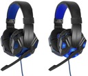 Słuchawki dla graczy gamingowe podświetlane LED mikrofon + adapter combo Kolor niebieski