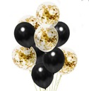 Набор золотых и черных воздушных шаров с конфетти