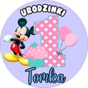 Opłatek Dekoracja na Tort PIERWSZE URODZINKI+imię