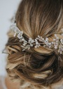 Opaska ozdobna srebrna z kryształkami na druciku diadem do włosów ślub